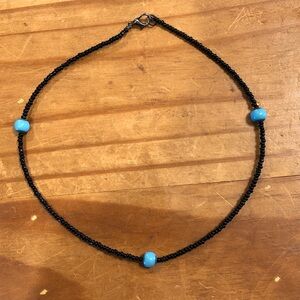 Elegant Black and Blue Beaded Necklace